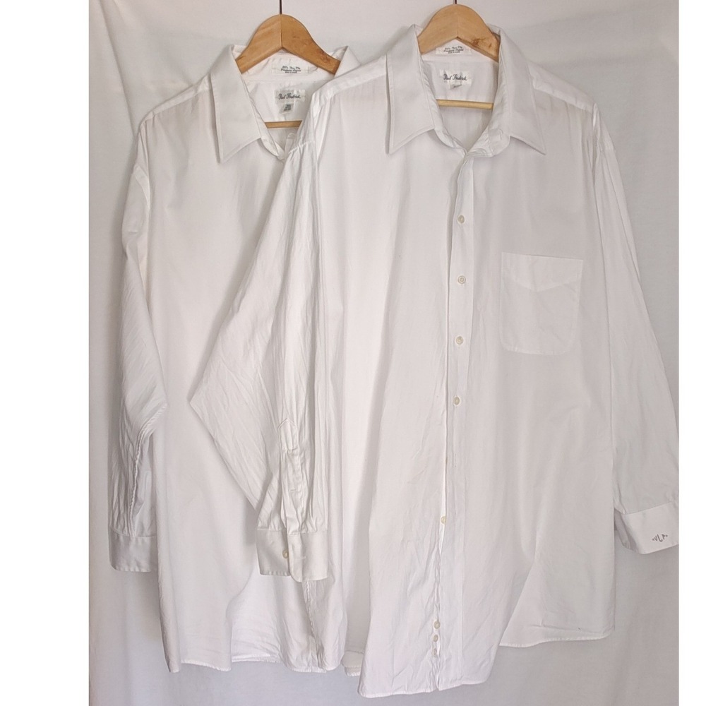 Paul Fredrick Shirt Set 80s Two Ply Pinpoint Oxford 2 Pack 20 35 White Cotton